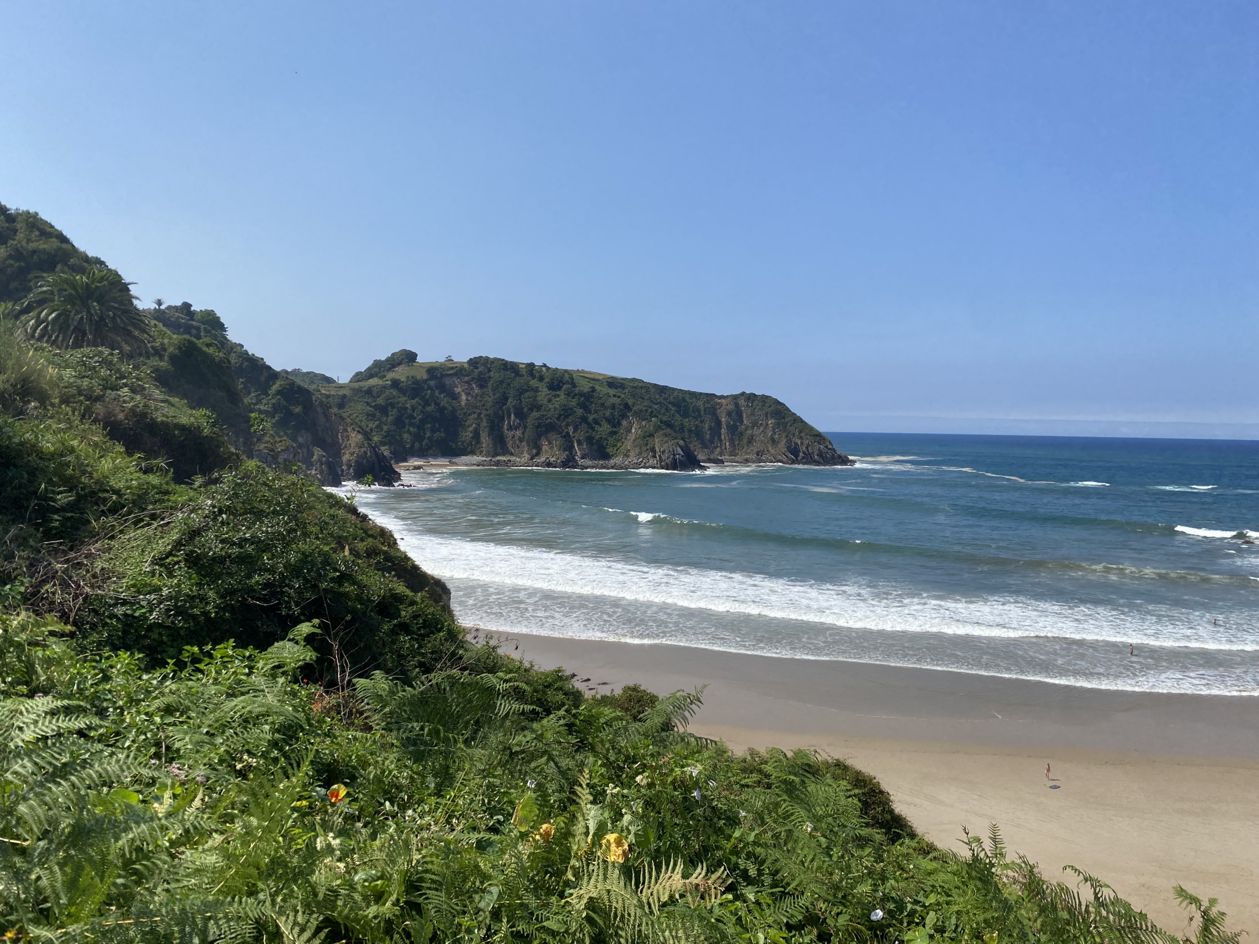 Playa de Amió en Pechón Cantabria con acantilados verdes y arena amplia